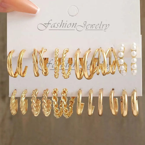 Boho Hoop Earring Set (24 Pcs)